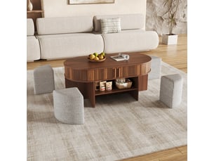 Table basse ovale coloris marron <strong></strong> <strong></strong> - 60 cmx120 cm