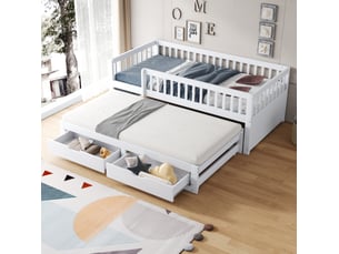 Lit gigogne 90x200 cm <strong>HAVRYA</strong>  <strong></strong> coloris blanc