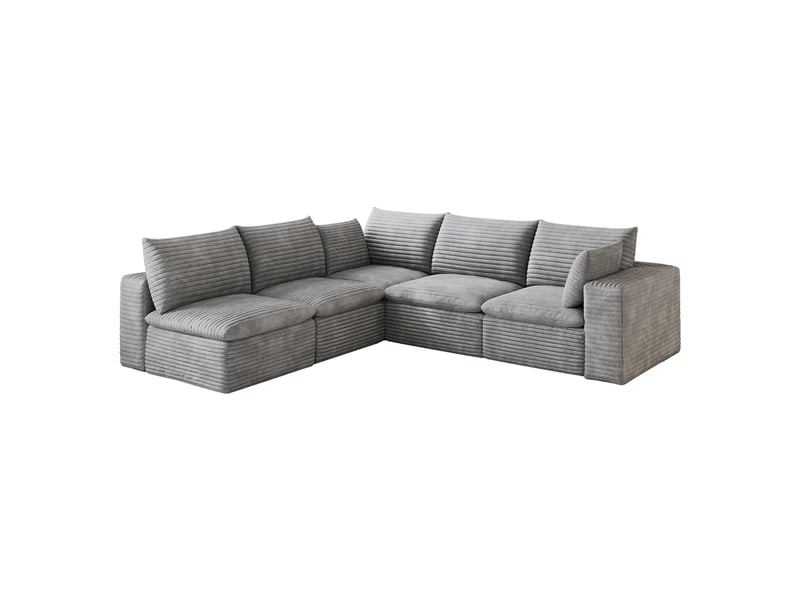  Grand canapé nuage velours côtelé gris foncé, déhoussable sans montage, canapé xxl salon 340cm  - Conforama A