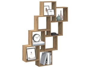 Étagère murale, étagère suspendue en forme de cube chêne artisanal 90x15x119,5 cm cf42226
