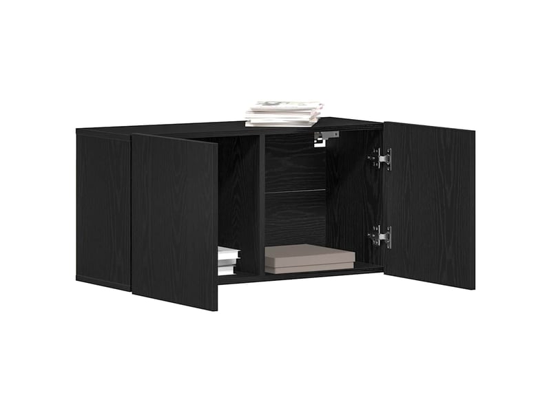  Meuble tv - banc tv - meuble de rangement chêne noir 80x30x41 cm bois d'ingénierie  - Conforama D