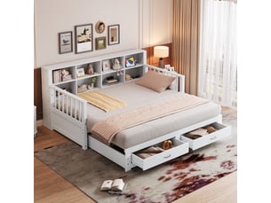 Lit banquette 90x190 cm <strong>SAPGAKS</strong> <strong></strong> coloris blanc