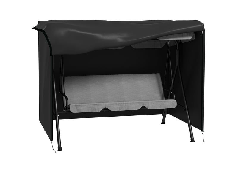  Housse balançoire jardin 3 places 205x124x164 cm – noire – tissu oxford 600d déperlant et résistant aux uv  - Conforama A