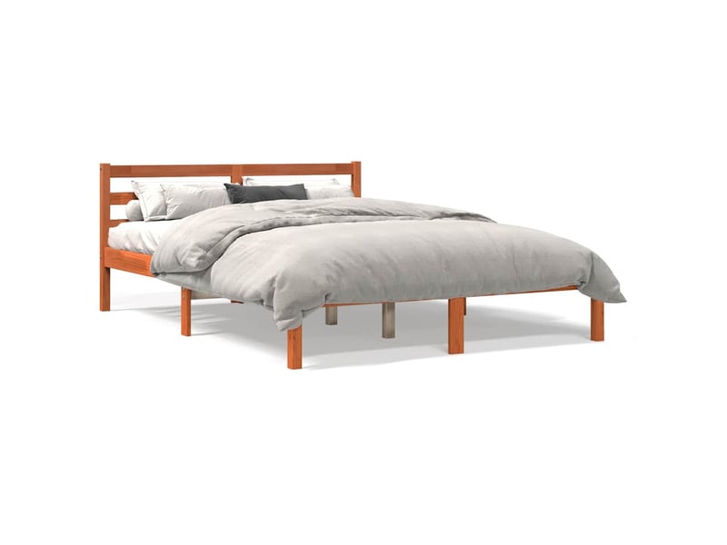  Lit double- lit adulte -  cadre de lit sans matelas  marron 120x190cm bois pin massif  - Conforama A