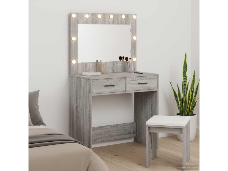  Coiffeuse, table de toilette gris sonoma 78,5x41x135 cm shl38218  - Conforama B