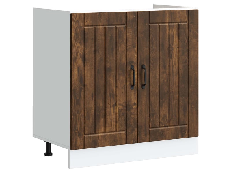  Meuble sous évier 2 pcs chêne fumé bois d'ingénierie  - Conforama D