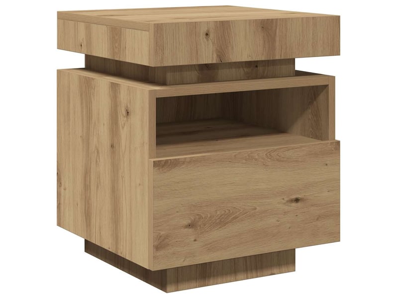 Lot de 2 tables de chevet - cabinet de chevet - table de nuit avec lumières led chêne artisanal - Conforama E