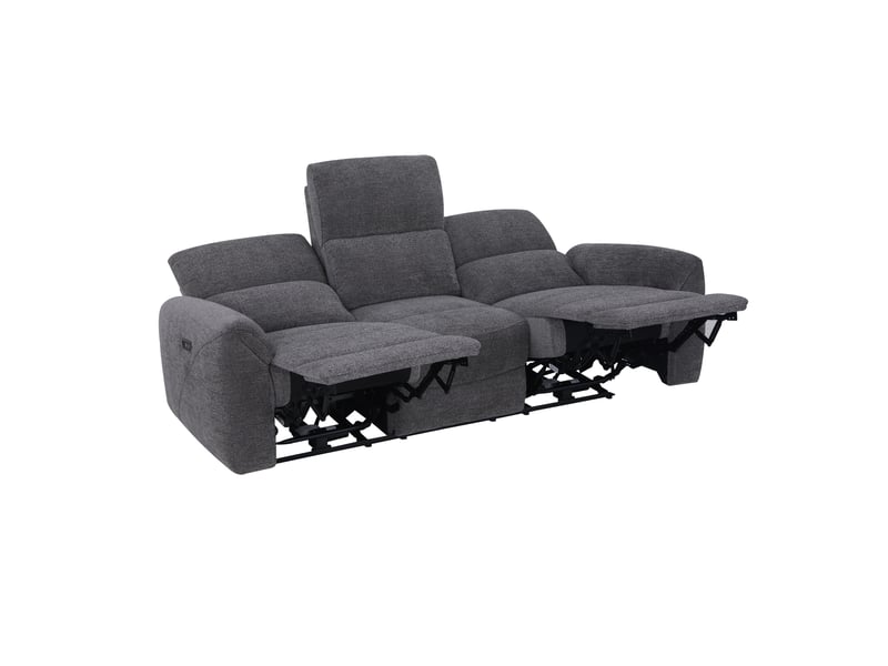  Canape droit relax électrique gris 3 pla  - Conforama L