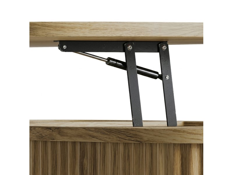  Table basse relevable ronde 80 x 80 x 51,5 cm – naturel – rangement dissimulé et plateau rabattable  - Conforama E