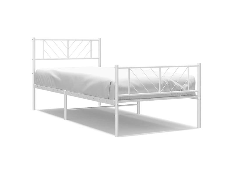 Lit simple- lit adulte -  cadre de lit métal sans matelas et pied de lit blanc 100x200 cm  - Conforama A
