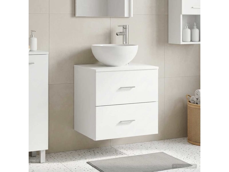 Vanité de lavabo mural, meuble de rangement blanc 49.5x41x64.5 cm shl8921 - Conforama B