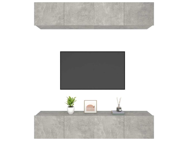  Lot de 4 meuble tv bas salon gris béton 80x30x30 cm bois d'ingénierie shl78782  - Conforama D