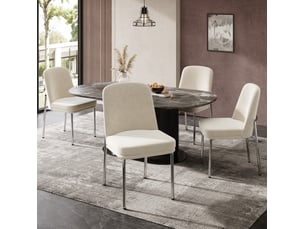 Lot de 4 chaises de salle à manger 42,5x53x82 cm en velours beige, style contemporain épuré