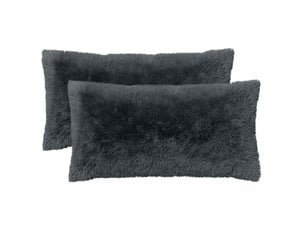 Lot de 6 coussins avec oreiller, coussins décoratifs heerlen anthracite fleece pv cf50775