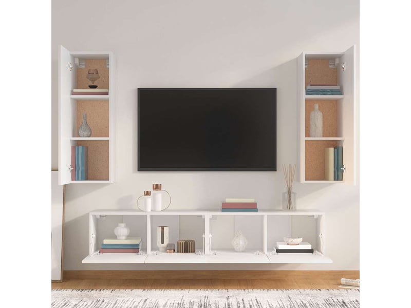  Ensemble de meubles tv 4 pcs blanc bois d'ingénierie shl23497  - Conforama C