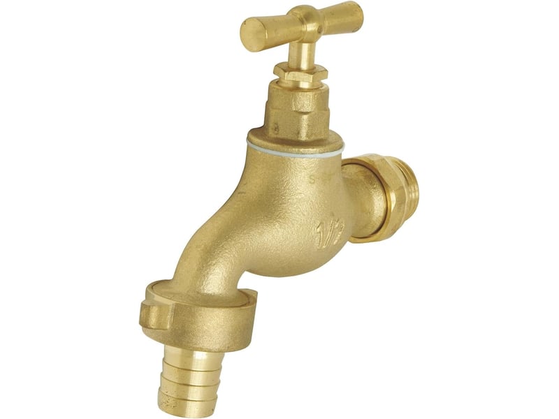  Robinet d'arrosage orientable en laiton brossé – poignée plate réversible, mâle 1521 et 2027  - Conforama B