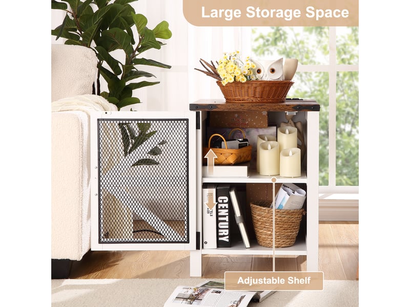  Table de chevet rustique avec station de facturer – table d’appoint en bois, porte de grange, espace de rangement – chambre ou salon PHO_0ZYR0GY4 - Conforama C