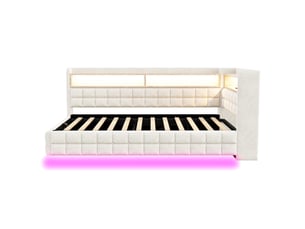 Lit banquette 90x200 cm <strong>ZOVIRA</strong> <strong></strong> coloris beige