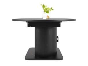 Table de salle à manger extensible avec rangement mdf et métal 118-158×118×76 cm noire