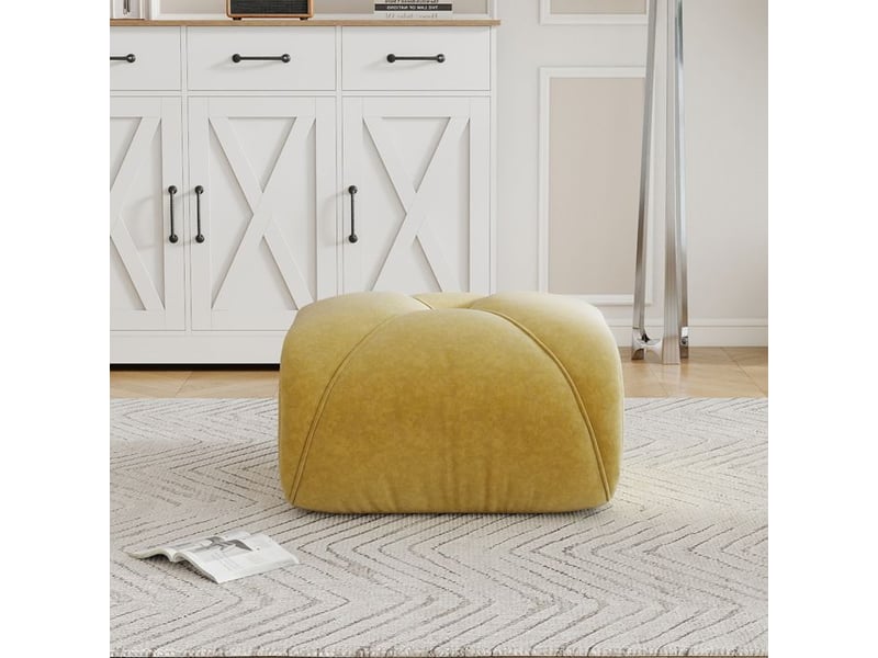  Pouf en chenille - jaune - chenille douce - dimensions 78x76x45 cm - poids 8,35 kg - design ergonomique  - Conforama C