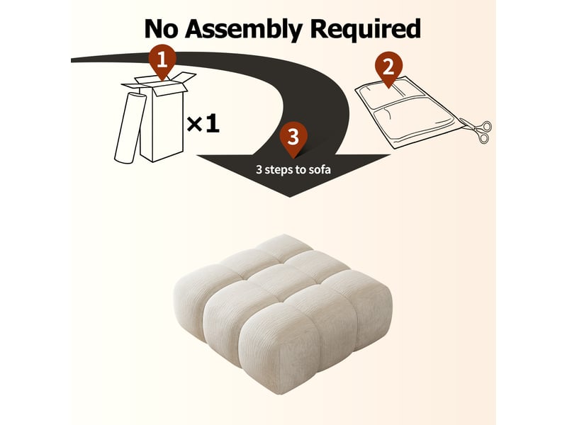 Canapé modulable en mousse sans cadre avec pouf blanc - Conforama D