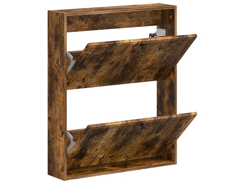 Meuble à chaussures mural, armoire à chaussures ede 71x17x86 cm chêne fumé  - Conforama C