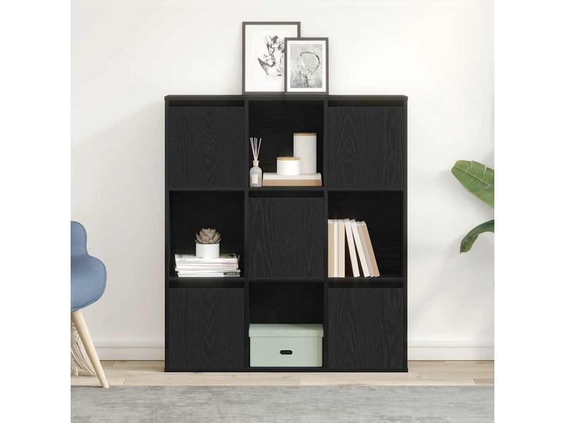  Bibliothèque, meuble de rangement salon chêne noir 89x24x101,5 cm bois d'ingénierie  - Conforama C