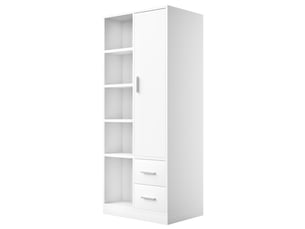 Armoire penderie 1 porte 2 tiroirs 2 tringles blanc 70 x 50 x 170 cm