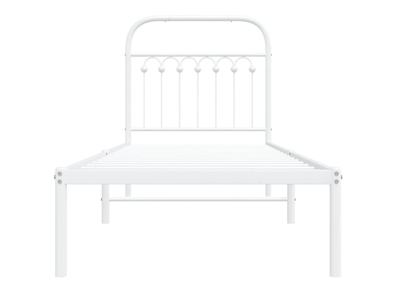 Lit simple- lit adulte - cadre de lit métal sans matelas avec tête de lit blanc 80x200cm - Conforama C