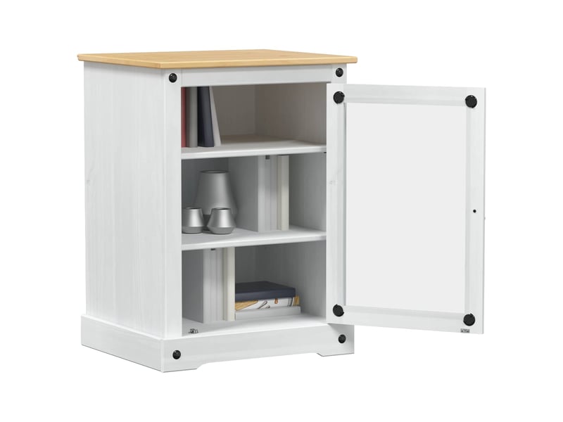  Cabinet hifi blanc 60x50x82 cm pin massif  - Conforama C