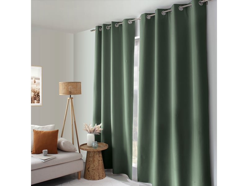  Rideaux occultant thermique, vert gris, 140x240 cm, lot de 2, avec œillets, collection oxford, cmadeco - vert LOT2-H2055VTGR135240 - Conforama R
