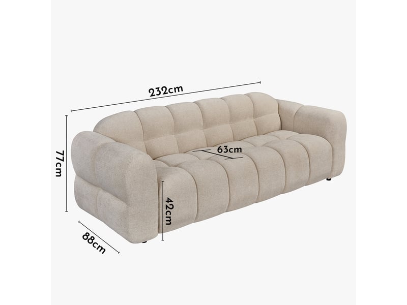 Canapé 3 places en tissu beige - Conforama D