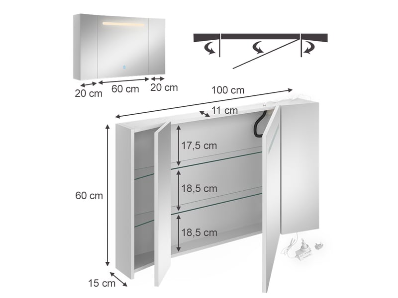  Vicco armoire de toilette, blanc, 100x60cm  - Conforama B