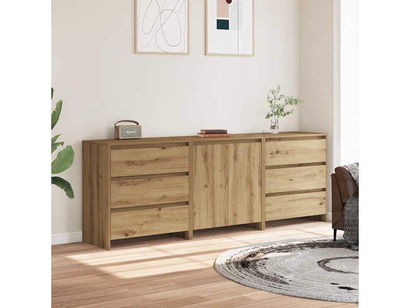  Buffet 3 pcs - bahut - meuble de rangement chêne artisanal bois d'ingénierie  - Conforama C