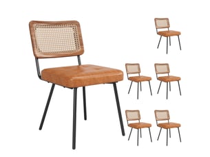 Lot de 6 chaises en pu cuir et métal coloris marron