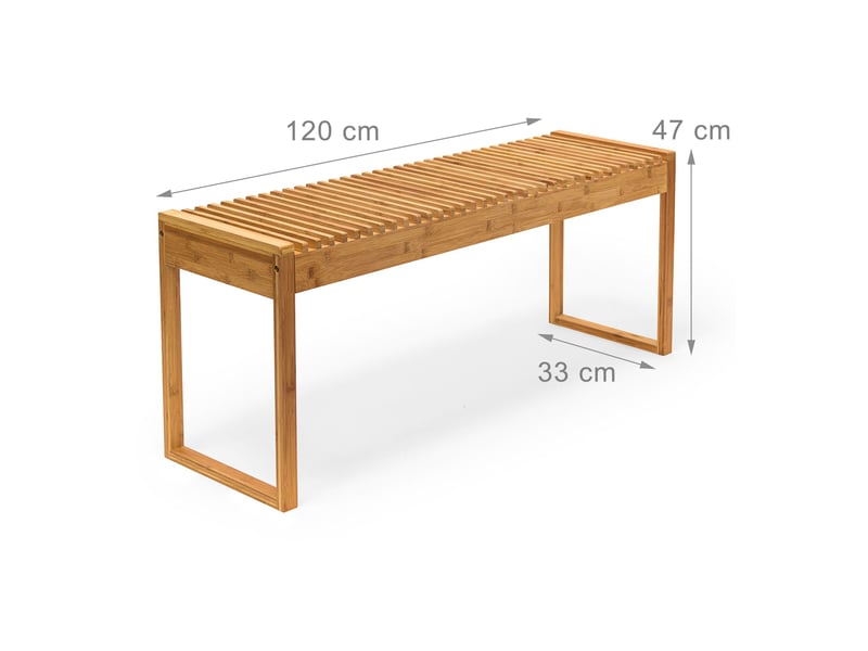  Banc en bambou naturel 120 x 30 x 45 cm confortable usage intérieur extérieur ambiance cosy en bambou naturel 13_0003198  - Conforama C