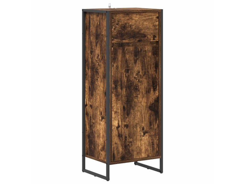 Cabinet de salle de bain, meuble de rangement chêne fumé 40x30x100 cm  - Conforama A