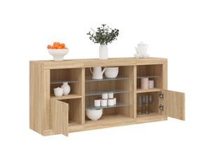 Buffet - bahut - meuble de rangement avec lumières led chêne sonoma 142,5x37x67 cm