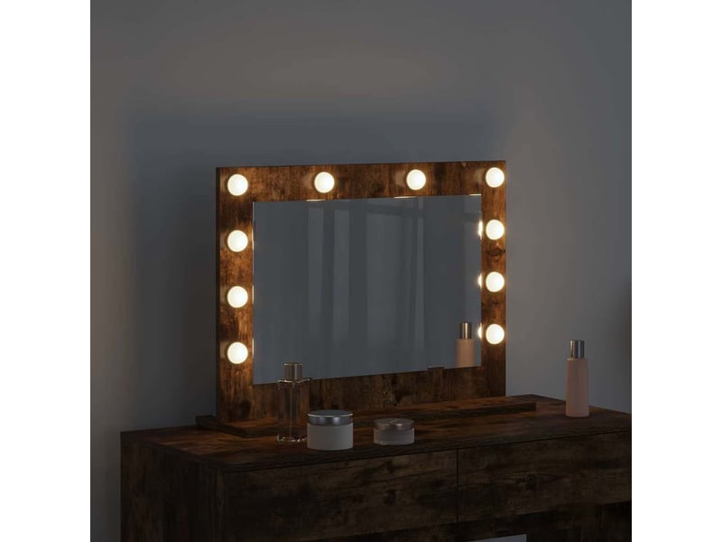 Miroir de vanité, miroir de coiffeuse chêne fumé 60 x 45 x 18 cm rectangulaire cf62757 - Conforama C