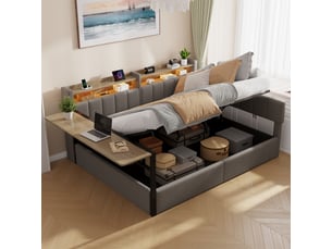 Lit banquette 140x200 cm <strong>SAPGAKS</strong>  <strong></strong> coloris gris
