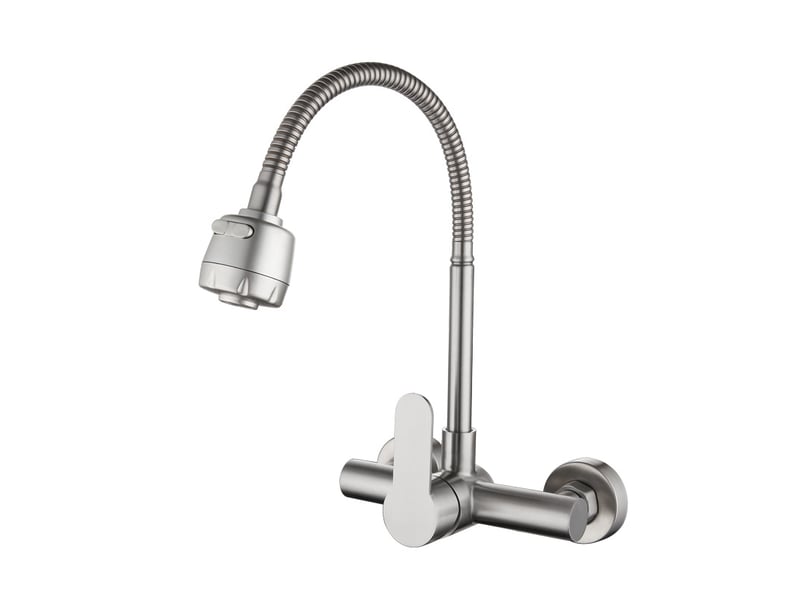  Robinet en acier inoxydable mural pour salle de bain et cuisine, robinet à pulvérisateur rotatif à 360° pour lavabo à eau chaude et froide  - Conforama A