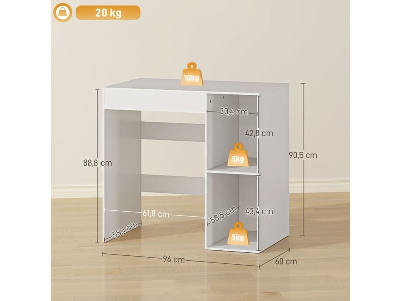  Meuble au-dessus de machine à laver 96x60x90,5 cm rangement ouvert bois blanc  - Conforama D