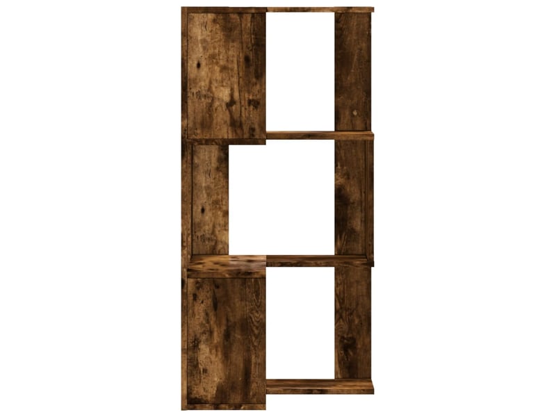  Bibliothèque d'angle à 3 niveaux, armoire à livres chêne fumé bois d'ingénierie  - Conforama E