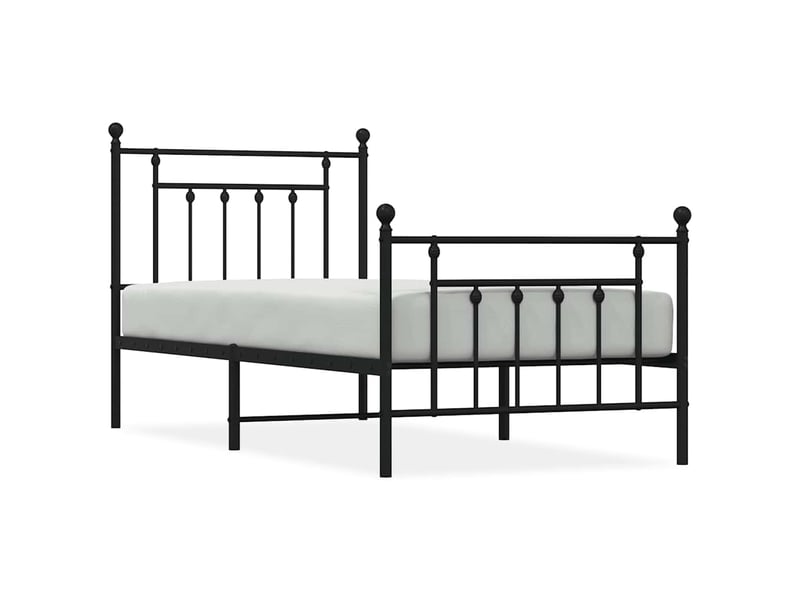  Lit simple- lit adulte -  cadre de lit métal sans matelas avec pied de lit noir 80x200 cm  - Conforama A