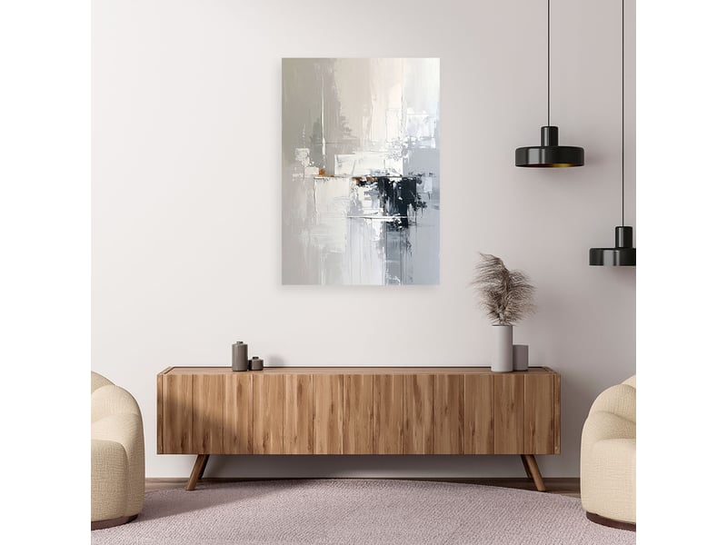  Impression sur toile, abstraction de texture grise style boho 70x100 1312610426 - Conforama B