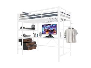 Lit mezzanine 90x200 cm <strong>REDOM</strong>  <strong></strong> coloris blanc