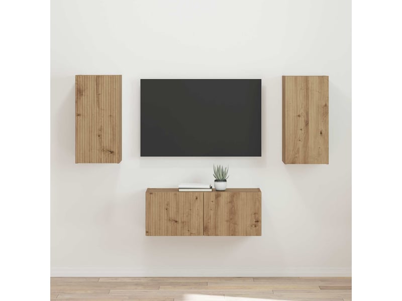  Ensemble meuble tv - banc tv - meuble de rangement 2 pcs chêne artisanal bois d'ingénierie  - Conforama B