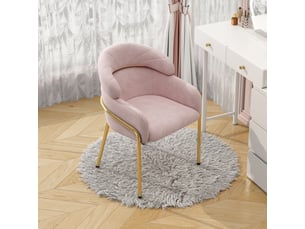 Chaise de salle à manger avec dossier ergonomique - lpospi - pieds en métal, velours, salonchambre - rose