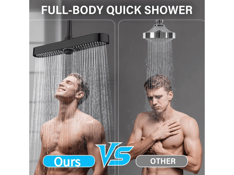  Pommeau de douche grande taille, pommeau de douche extérieur à effet pluie de 48 cm, 3 modes, pommeau de douche haute pression, noir  - Conforama C