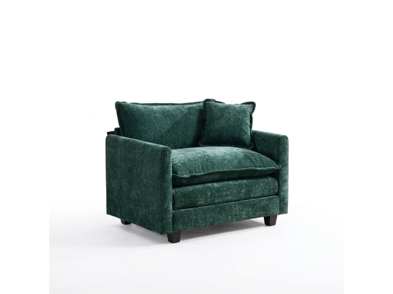  Fauteuil canapé cloud 1 place modulable - assise ergonomique ultra confortable salon - 107x75x84 cm - en tissu chenille vert  - Conforama A